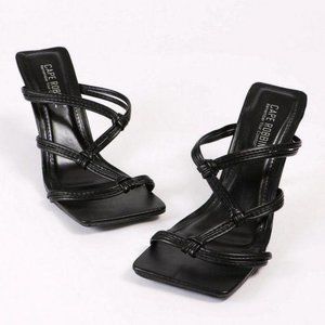 Square Toe Strappy Kitten Heel Mules